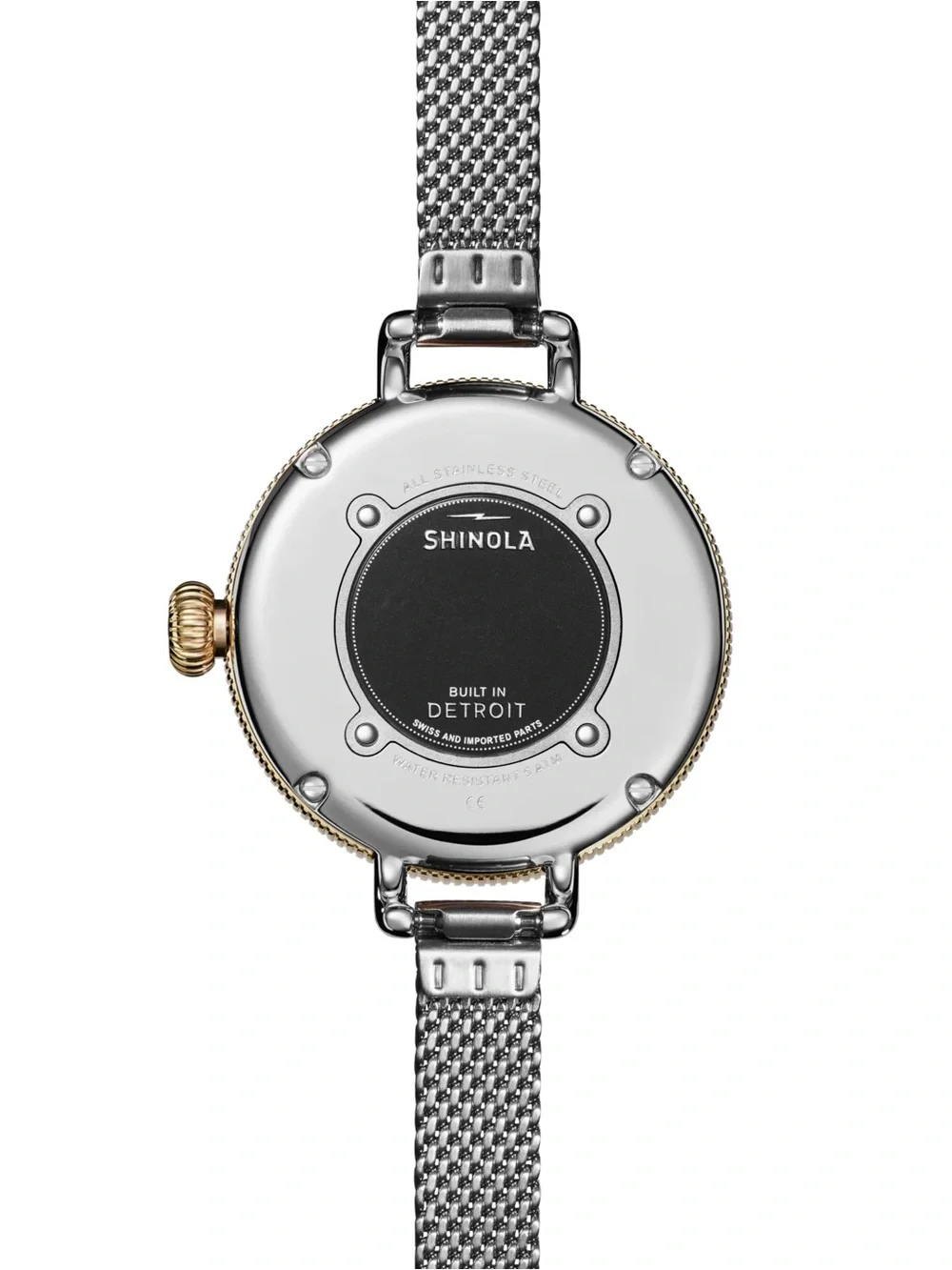 Shinola Two-Tone Silver and Gold Mesh Watch